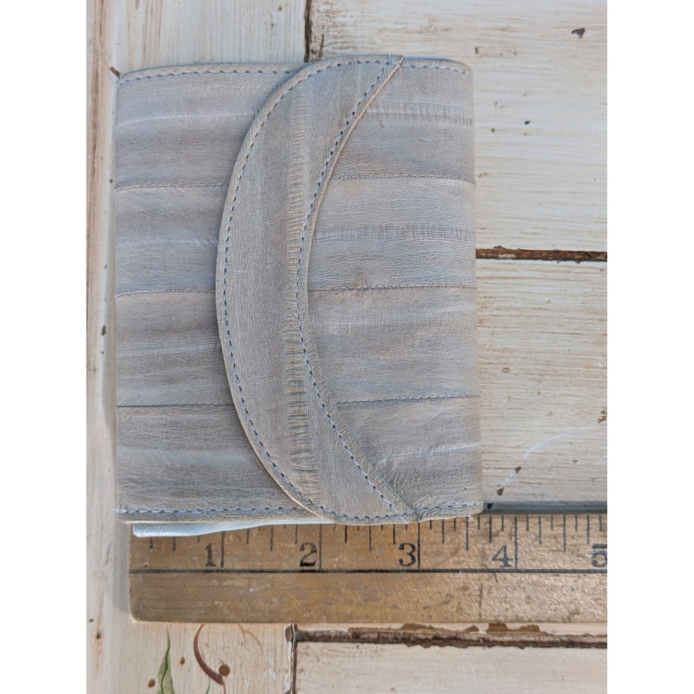 Lee Sands Genuine Eel Skin Wallet Gray Blue Accordion Card Holder Korea Vintage - Picture 10 of 11